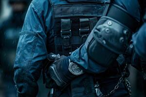Two men in tactical gear display determination and teamwork in a gritty, intense environment. photo
