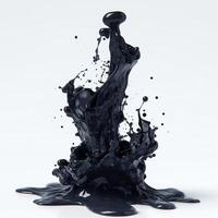 A dramatic splash of thick black paint creating an artistic formation against a light background. photo