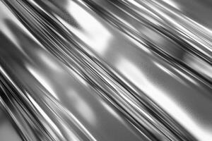 A close-up of flowing metallic fabric in silver tones, creating a dynamic and elegant visual effect. photo