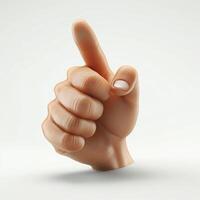 A realistic, detailed human hand with a raised thumb gesture, symbolizing approval or encouragement. photo