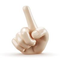 A stylized 3D rendering of a hand making a gesture with the index finger raised, symbolizing awareness or importance. photo