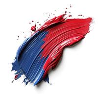 A vibrant smear of red and blue paint, showcasing a dynamic splash of color that evokes creativity and artistic expression. photo