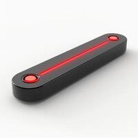 Sleek black device with red illuminated buttons, exuding a modern, tech-inspired aesthetic. photo