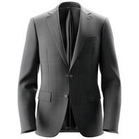 Stylish gray suit jacket with a modern cut and plaid texture, perfect for formal occasions. photo