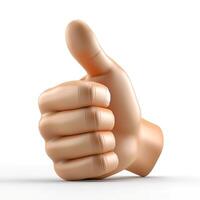 A realistic of a thumb-up hand gesture symbolizing approval and positivity. photo
