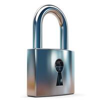 A shiny metallic padlock with a keyhole, symbolizing security and protection in a digital age. photo