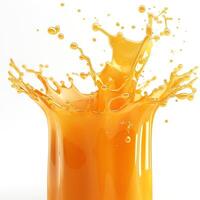 Vibrant splash of orange juice from a glass, creating a dynamic and refreshing visual effect. photo