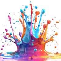 Colorful paint splash erupting in a vibrant mix of hues, creating an energetic and lively visual scene. photo