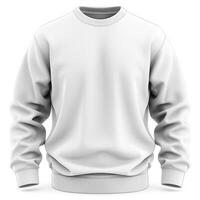 A clean and simple white sweatshirt displayed against a plain background, showcasing its comfortable design and modern aesthetic. photo