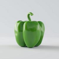 A vibrant green bell pepper on a clean, light background, showcasing its shiny, smooth surface and fresh appeal. photo