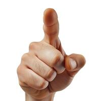 A close-up of a male hand gesturing with a pointed finger, suggesting emphasis or a warning. photo
