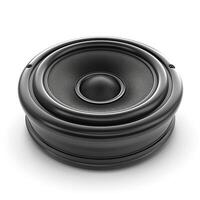 A sleek, black speaker showcasing a modern design with a textured surface, perfect for music enthusiasts. photo