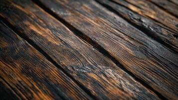 Close-up of rustic wooden planks showcasing rich textures and warm tones. photo