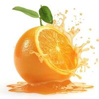A vibrant orange fruit splashing its juice, showcasing freshness and vitality. photo