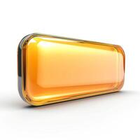 A sleek, shiny amber-colored rectangular bar with smooth edges, reflecting light beautifully. photo