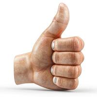 A realistic of a human hand giving a thumbs up gesture, symbolizing approval. photo