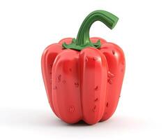 Vibrant red bell pepper with a distinctive green stem, showcasing a glossy surface and fresh appearance. photo