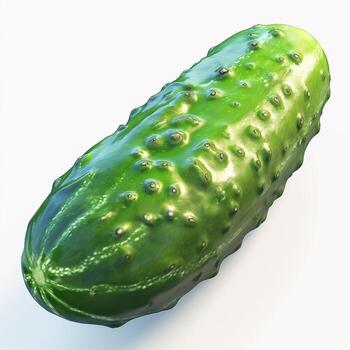 Fresh green cucumber with a shiny skin and textured surface, looking vibrant and nutritious. photo