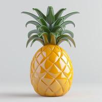A vibrant, glossy pineapple-shaped decorative piece in yellow and green, adding a tropical touch to any interior. photo