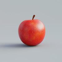 A vibrant red apple with a glossy finish, showcasing its smooth texture and slight speckles, set against a minimalistic background. photo