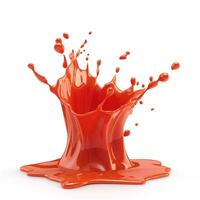 A vibrant splash of red liquid captures the energy and motion of a dynamic liquid collision. photo