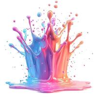Vibrant splash of pink and blue paint creating a striking visual effect. photo