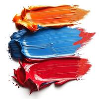 Vibrant swirls of orange, blue, and red paint create a lively and artistic scene. photo