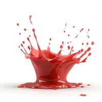A mesmerizing splash of vibrant red liquid against a clean, white background. photo