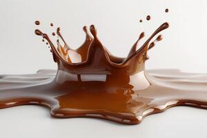 A dynamic splash of chocolate creating a striking crown shape against a smooth surface. photo