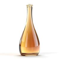 A sleek, modern glass bottle filled with amber liquid, exuding elegance and simplicity. photo