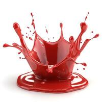 A vibrant splash of red liquid creates an energetic and dynamic visual effect. photo
