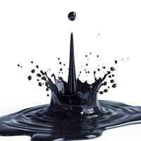 A mesmerizing splash of black liquid captures the essence of motion and fluidity, creating a striking visual effect. photo