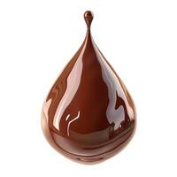 A glossy, rich chocolate drop suspended in mid-air, showcasing its smooth, fluid form and deep brown color. photo