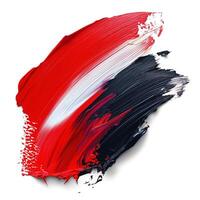 A vibrant abstract paint stroke featuring bold red, white, and black colors, creating a dynamic contrast and energy. photo