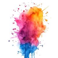 Vibrant abstract watercolor splash blending warm orange and cool blue tones. photo