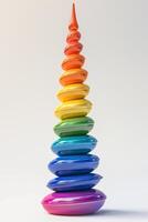A colorful stack of glossy stones in a gradient of rainbow hues, creating a sense of balance and harmony in design. photo