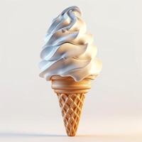 A delicious swirl of creamy vanilla ice cream atop a crispy cone, perfect for summer cravings. photo