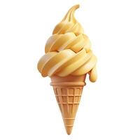 A delicious-looking soft serve ice cream in a waffle cone, showcasing a creamy orange-yellow color. photo