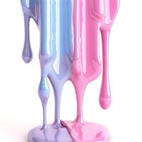 Dripping pastel paint in blue and pink hues creates a visually striking, artistic texture. photo