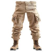 Stylish beige cargo pants paired with rugged tan boots, perfect for outdoor adventures. photo