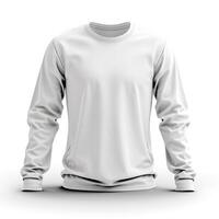 A plain white long-sleeve shirt displayed against a clean white background. photo