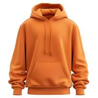 A vibrant orange hoodie with a spacious front pocket and drawstrings, perfect for casual outings and cozy wear. photo