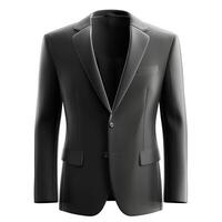 Elegant black suit jacket showcasing minimalist design with a modern cut. photo