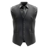 A sleek black sleeveless vest paired with a tie, perfect for formal occasions or stylish events. photo