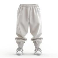Stylish unisex gray sweatpants featuring elastic cuffs and drawstring waist, perfect for casual wear and exercise. photo