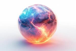 A mesmerizing transparent sphere with glowing, colorful energy pulses, creating a futuristic and vibrant effect. photo