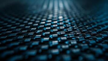 A close-up view of textured blue woven material, showcasing intricate patterns and a sense of depth. photo