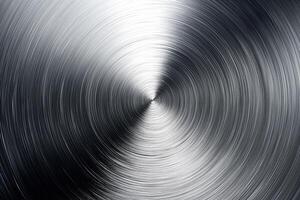 A close-up of polished metal with a swirling pattern, showcasing a smooth, reflective surface. photo