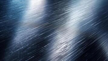 Close-up of brushed metal texture, showcasing intricate patterns and reflections that create a sleek and modern aesthetic. photo