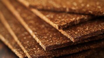 Close-up of textured brown cork sheets stacked elegantly, showcasing their natural patterns and earthy tones. photo